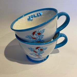 Starbucks 2007 Christmas Jolly Candy Cane Coffee Mugs Set of Two